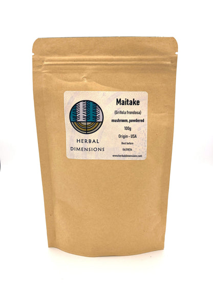 Maitake mushroom powder in recyclable pouches